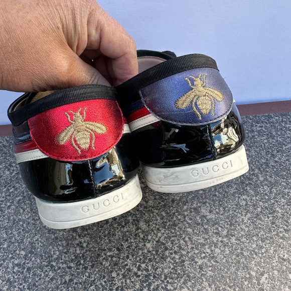 Gucci Men’s Falacer Hebron Web Patent Leather. U.S Size 8.5 Color Blk. - Picture 7 of 13